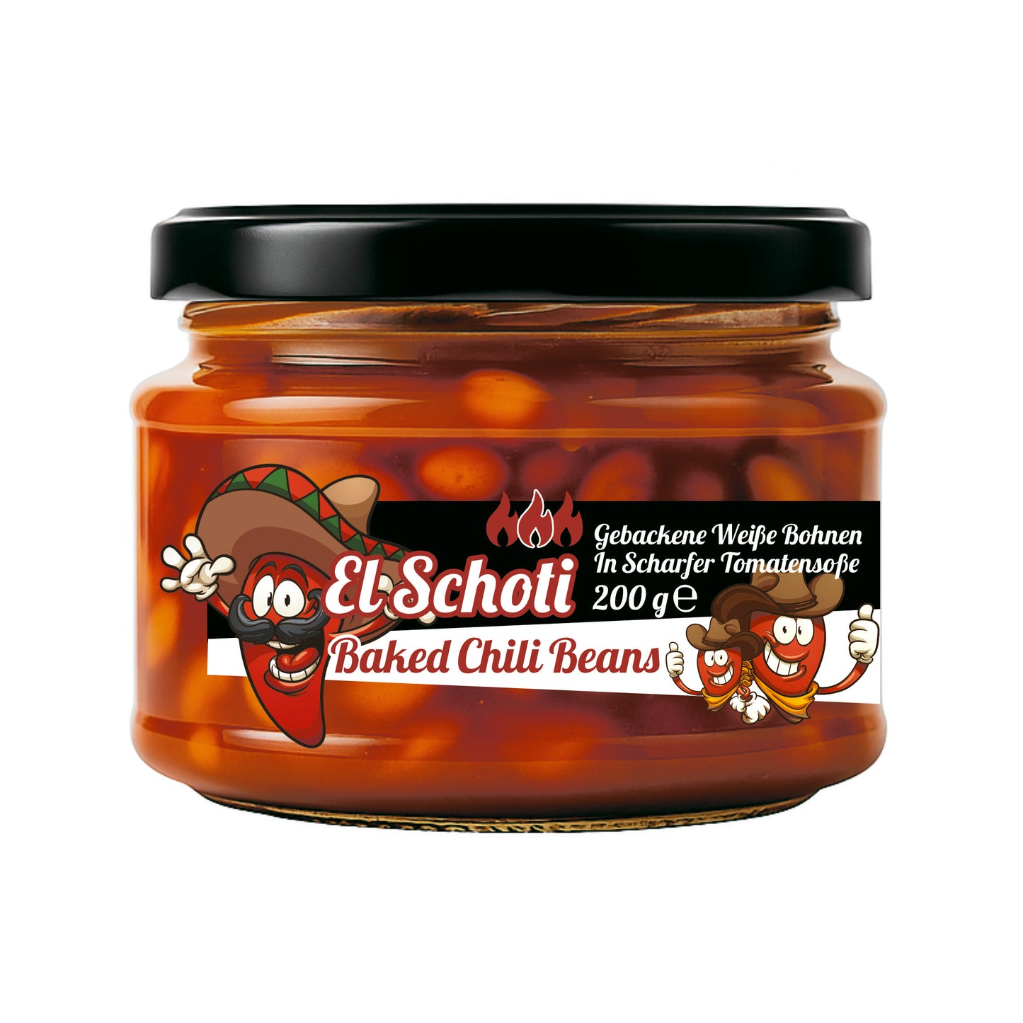 El Schoti Chili Beans - Sehr scharfe gebackene weiße Bohnen im Glas