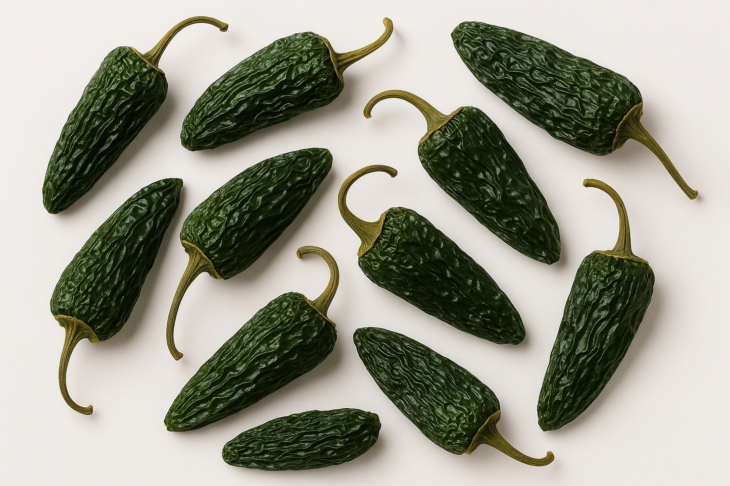 getrocknete gruene ganze jalapeno chilis