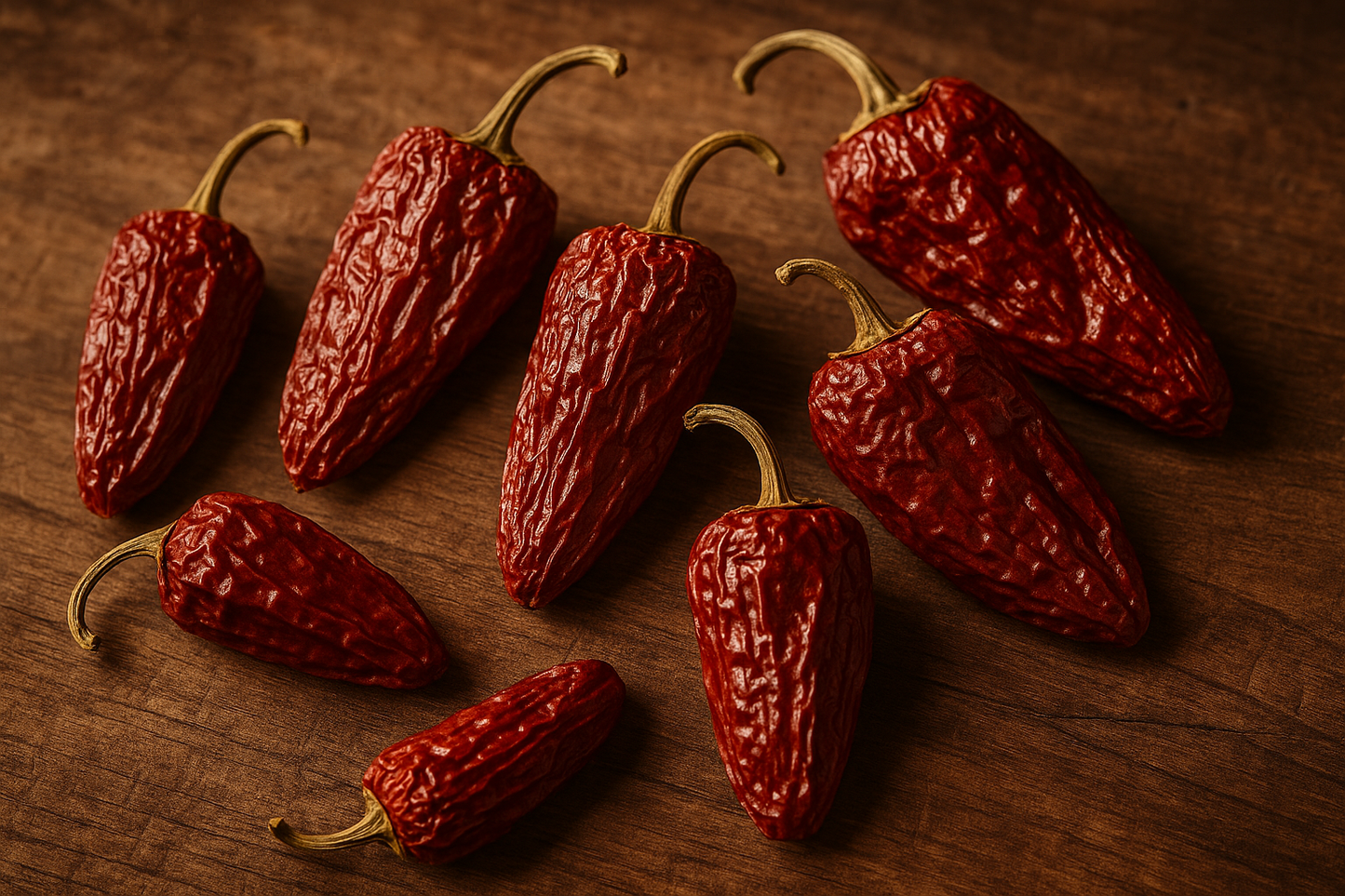 getrocknete rote ganze jalapeno chilis