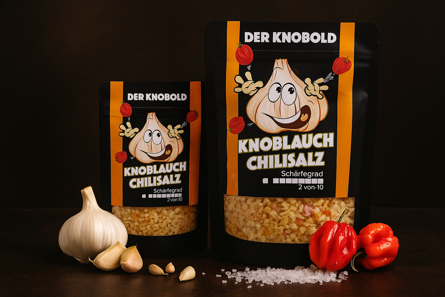DER KNOBOLD Knoblauch Chili Gewürzsalz Nachfüllpack für Gewürzmühlen 80g