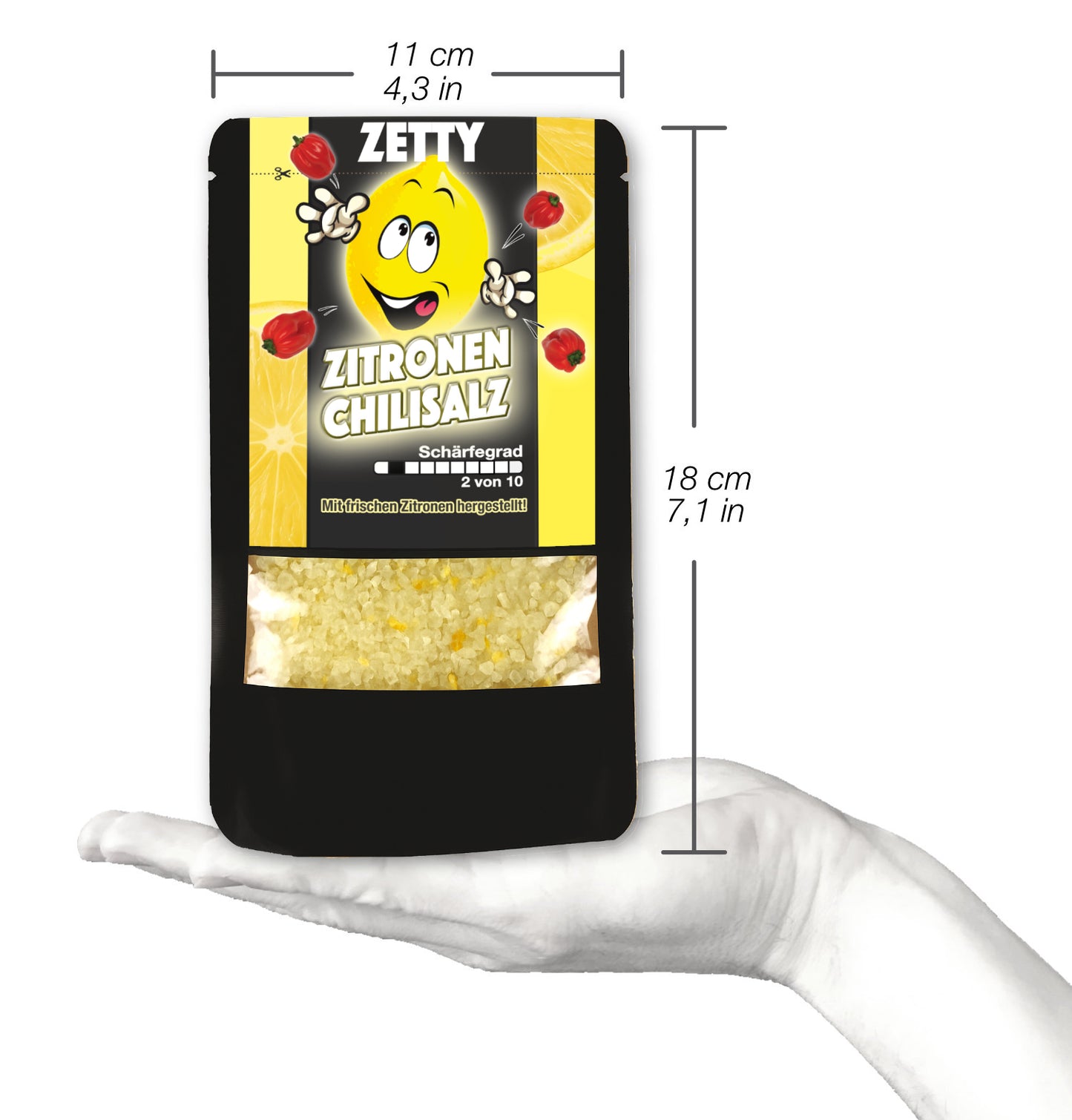 ZETTY Zitronen Chili Gewürzsalz Nachfüllpack für Gewürzmühlen 80g