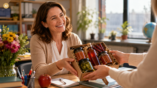 Lehrerin erhält ein originelles Chili-Geschenk als Dankeschön