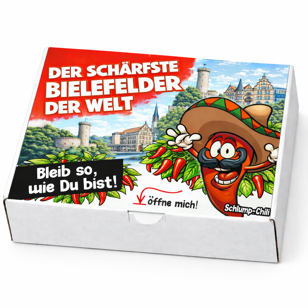 Der schärfste Bielefelder der Welt – Männer Chili Geschenkset & Souvenir