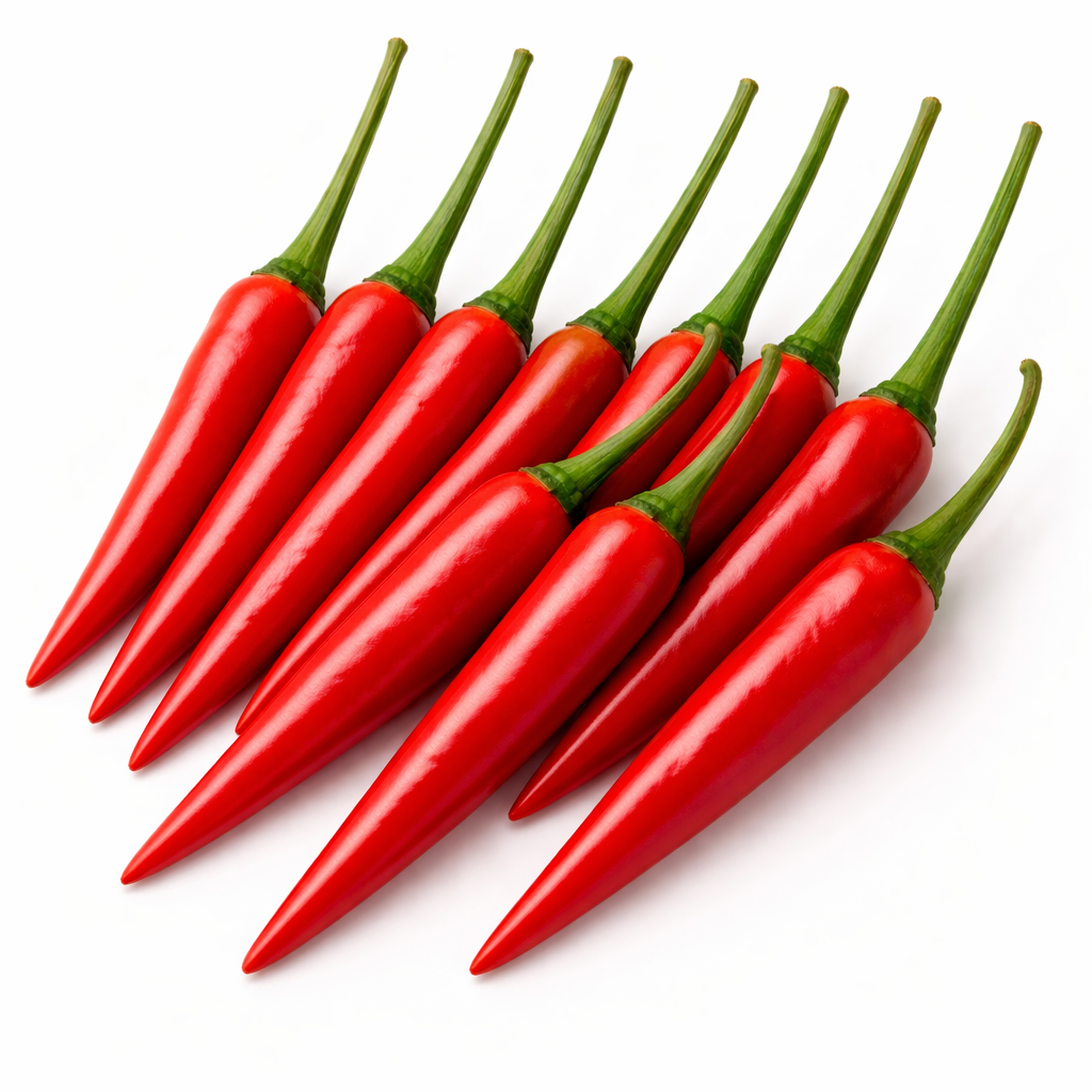 Frische Birds Eye Chilis rot, grün (Piri Piri)