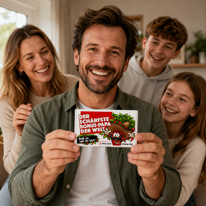 Der schärfste Bonus-Papa der Welt - Ein witziges Geschenk Set für den Stiefvater, Schwiegervater & Adoptivvater