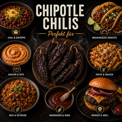 Chipotle - Geräucherte Jalapeño Chili im Glas oder Aromaschutzbeutel