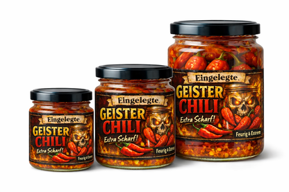 Geister Chili - Ghost Chils eingelegt (sehr scharfe Bhut Jolokia)