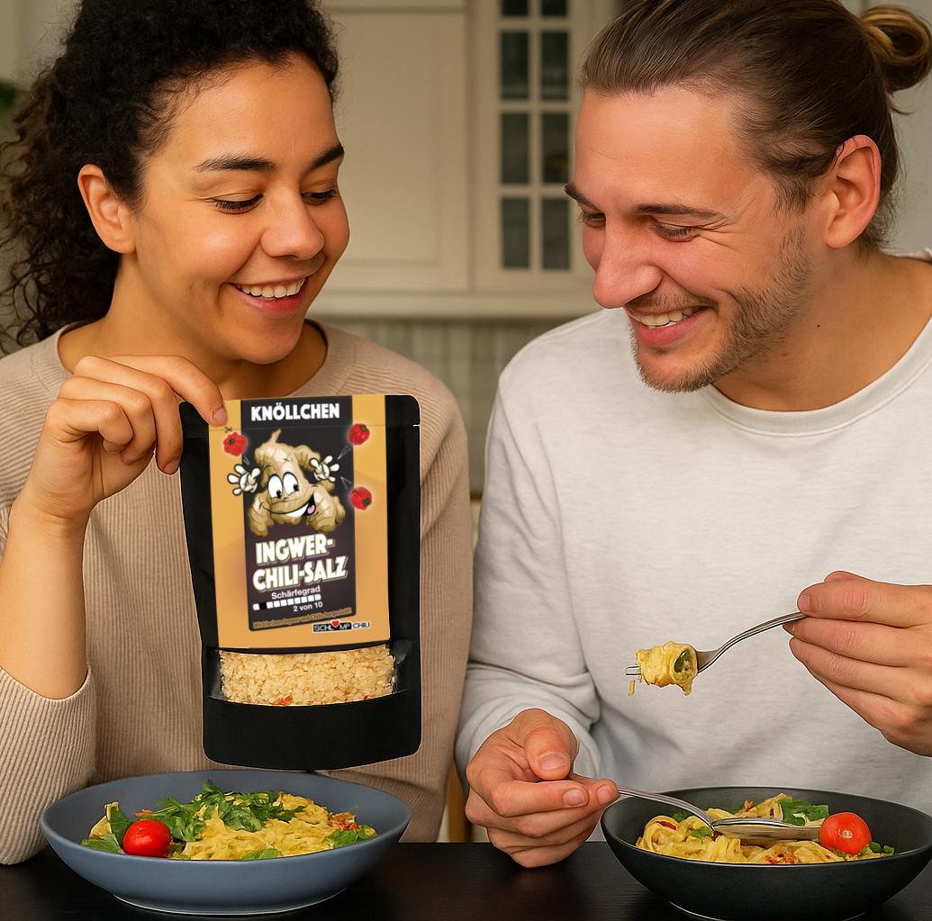 KNÖLLCHEN Ingwer Chili Salz Nachfüllpack für Gewürzsalzmühlen 80g