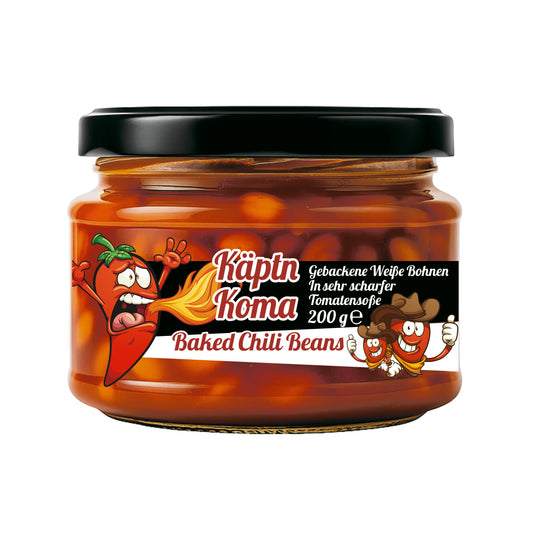 Käptn Koma Chili Beans - Sehr scharfe gebackene weiße Bohnen im Glas
