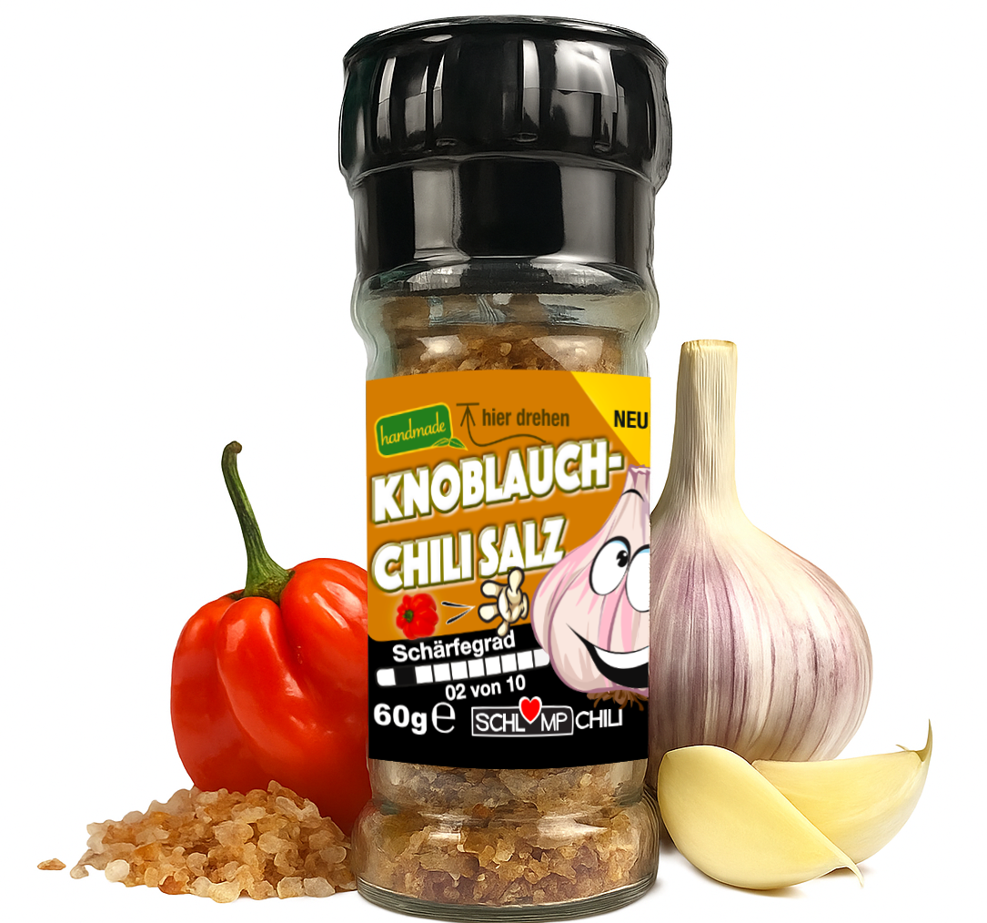 Dreierpack 3x DER KNOBOLD Knoblauch-Chilisalz Gewürzmühle