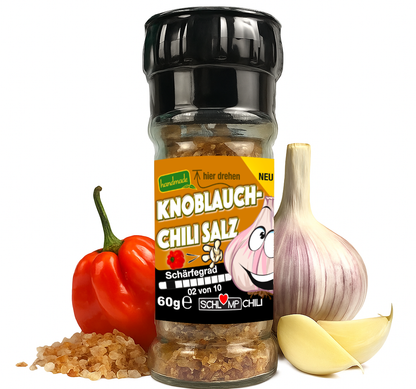 Dreierpack 3x DER KNOBOLD Knoblauch-Chilisalz Gewürzmühle