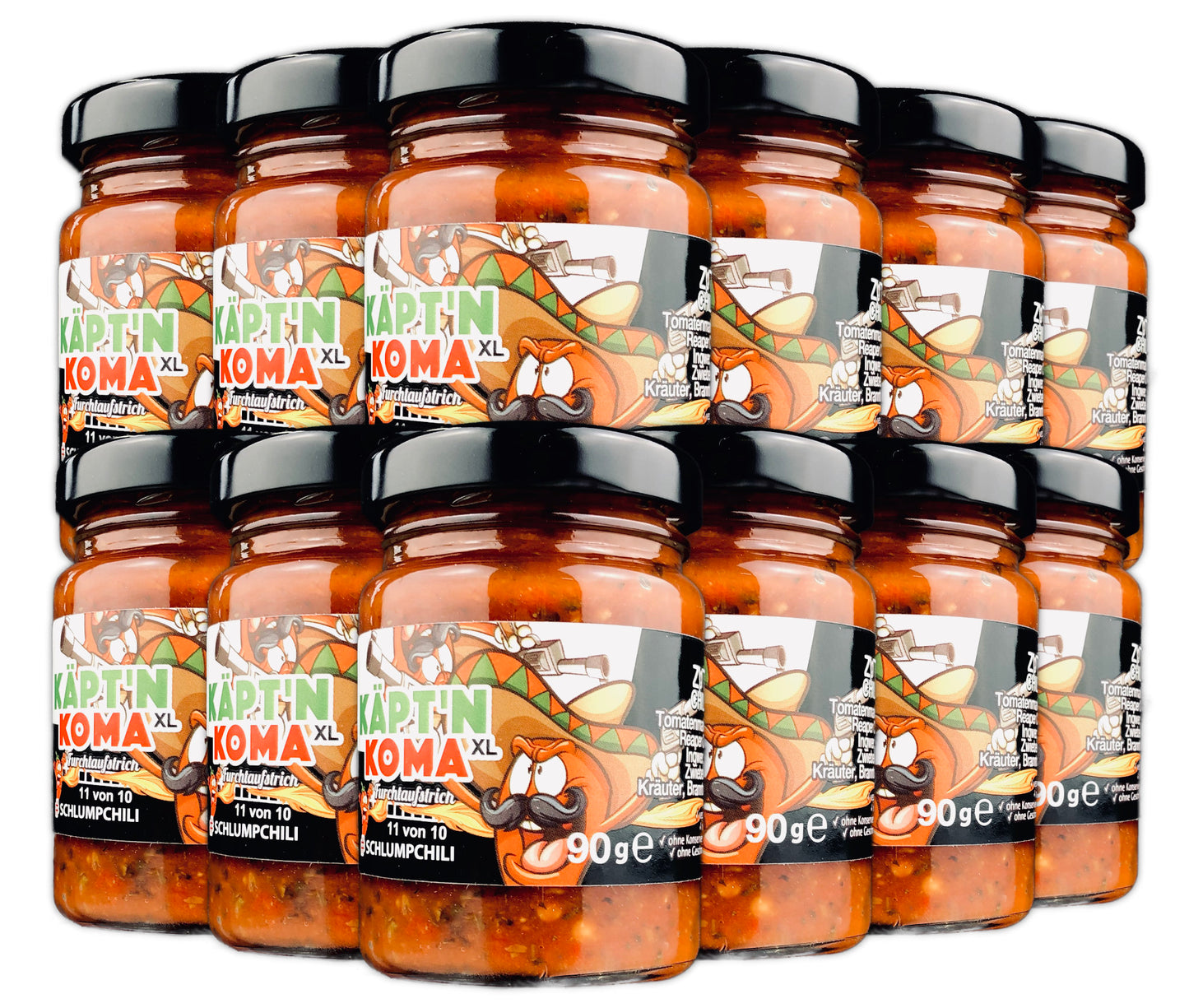 Zwölferpack 12x Käpt'n Koma XL - unsere Schärfste Chili Paste!