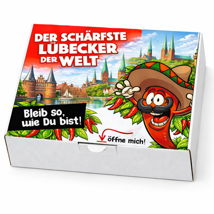 Der schärfste Lübecker der Welt – Männer Chili Geschenkset & Souvenir