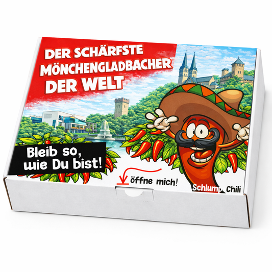 Der schärfste Mönchengladbacher der Welt – Männer Chili Geschenkset & Souvenir