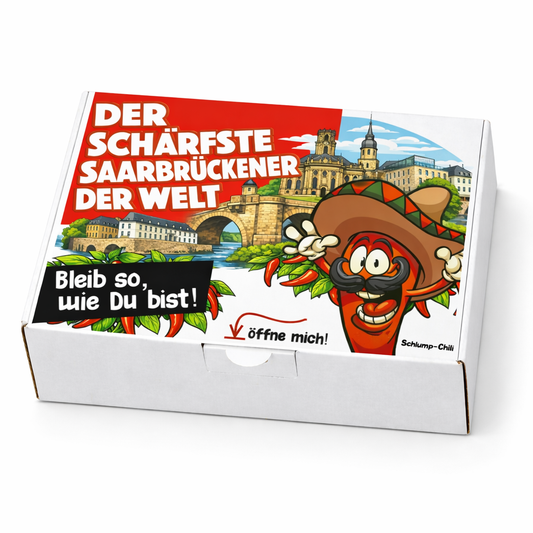Der schärfste Saarbrückener der Welt – Männer Chili Geschenkset & Souvenir