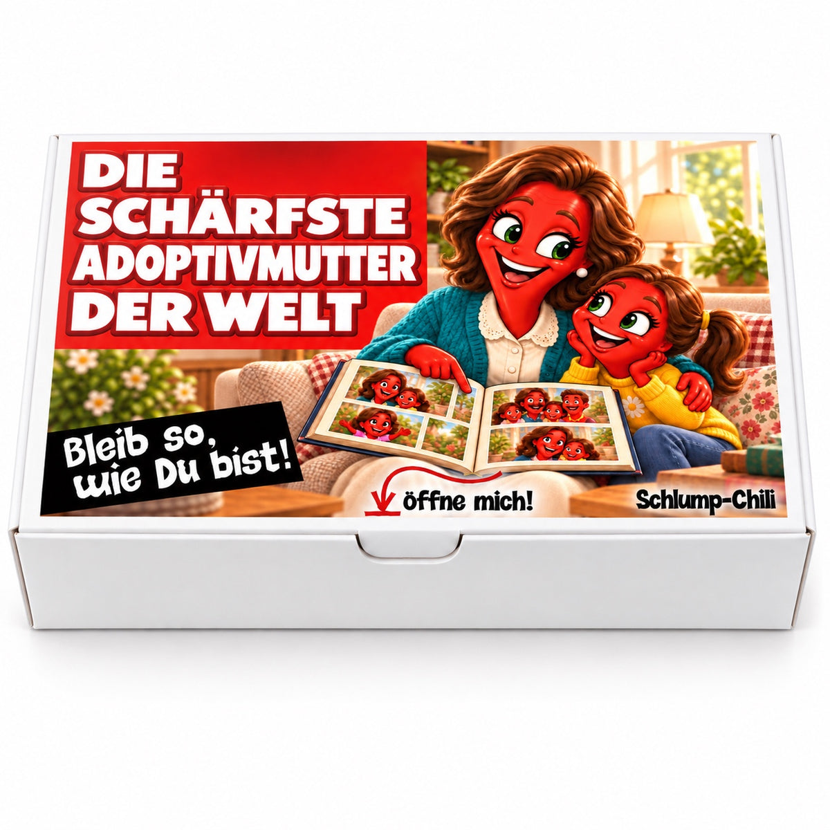 Die schärfste Adoptivmutter der Welt – Geschenkbox Vorderansicht