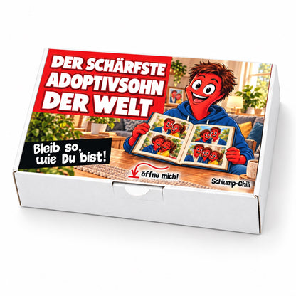 Der schärfste Adoptivsohn der Welt – Geschenkbox Schrägansicht