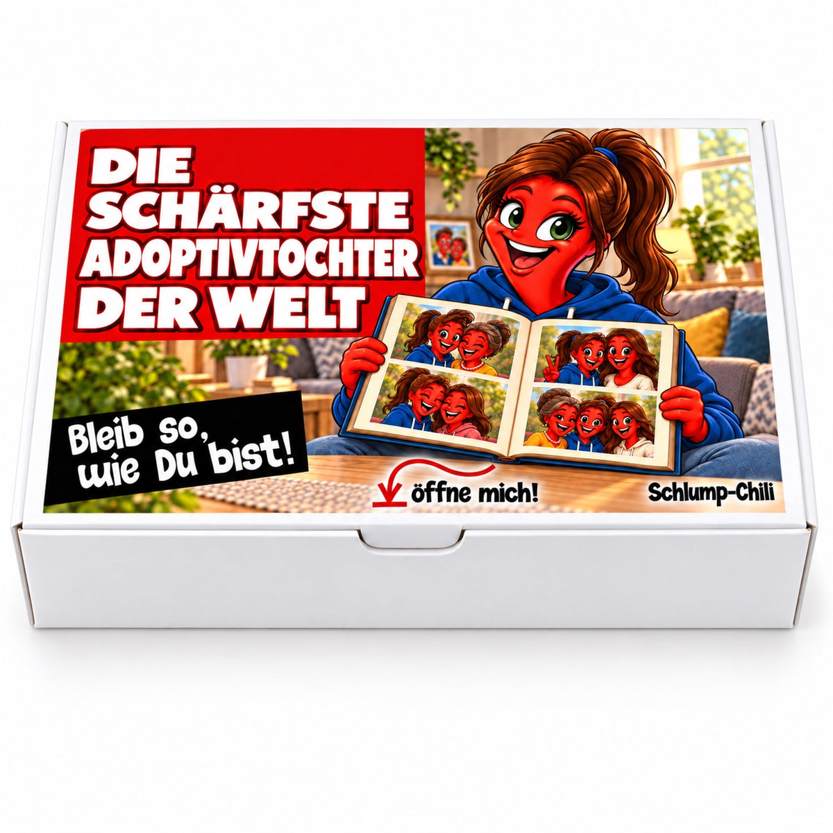 Die schärfste Adoptivtochter der Welt – Geschenkbox Vorderansicht