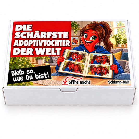 Die schärfste Adoptivtochter der Welt – Geschenkbox Vorderansicht
