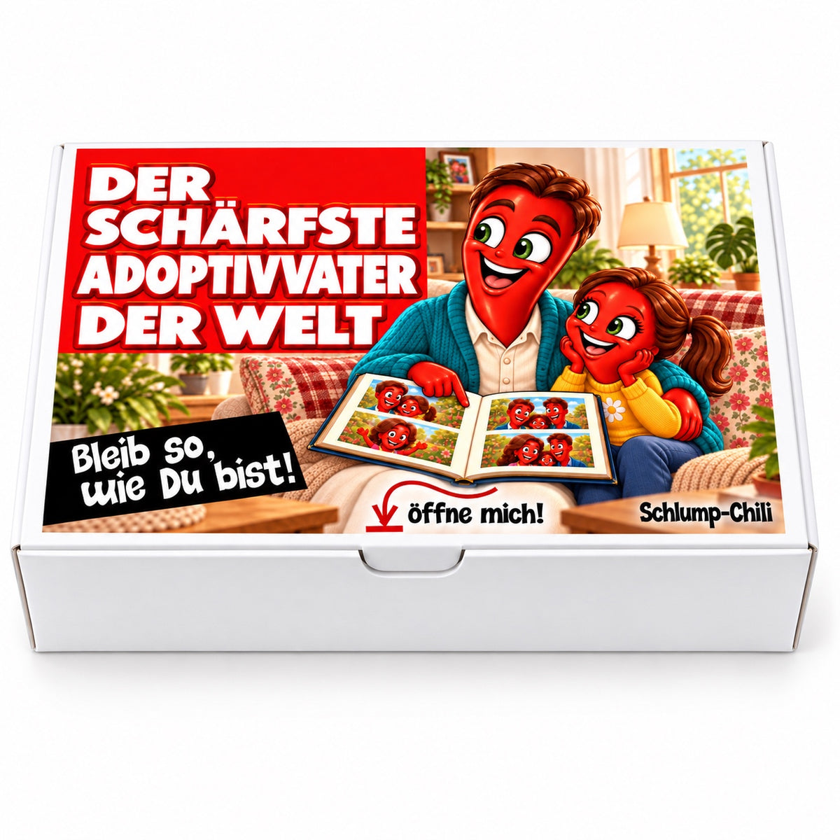 Der schärfste Adoptivvater der Welt – Geschenkbox Vorderansicht