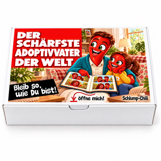Der schärfste Adoptivvater der Welt – Geschenkbox Vorderansicht