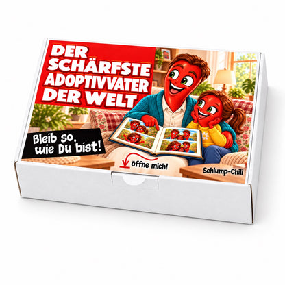 Der schärfste Adoptivvater der Welt – Geschenkbox Schrägansicht