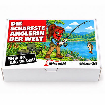 Die schärfste Anglerin der Welt – Geschenkschachtel frontal