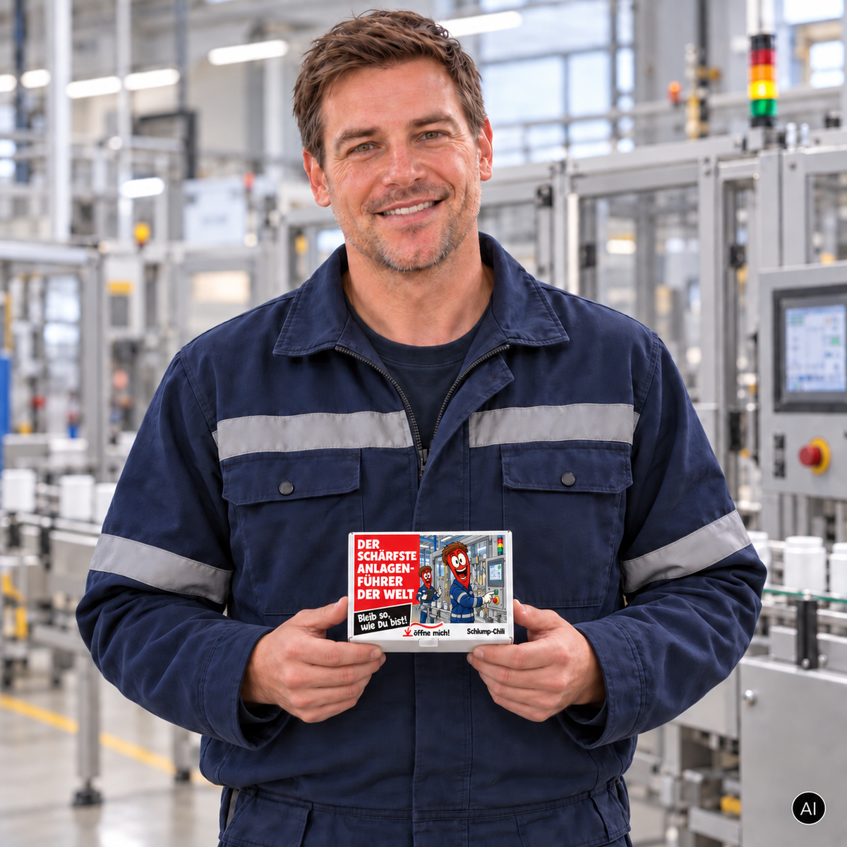 Der schärfste Anlagenführer der Welt – Lifestylebild mit kleiner A6-Geschenkschachtel