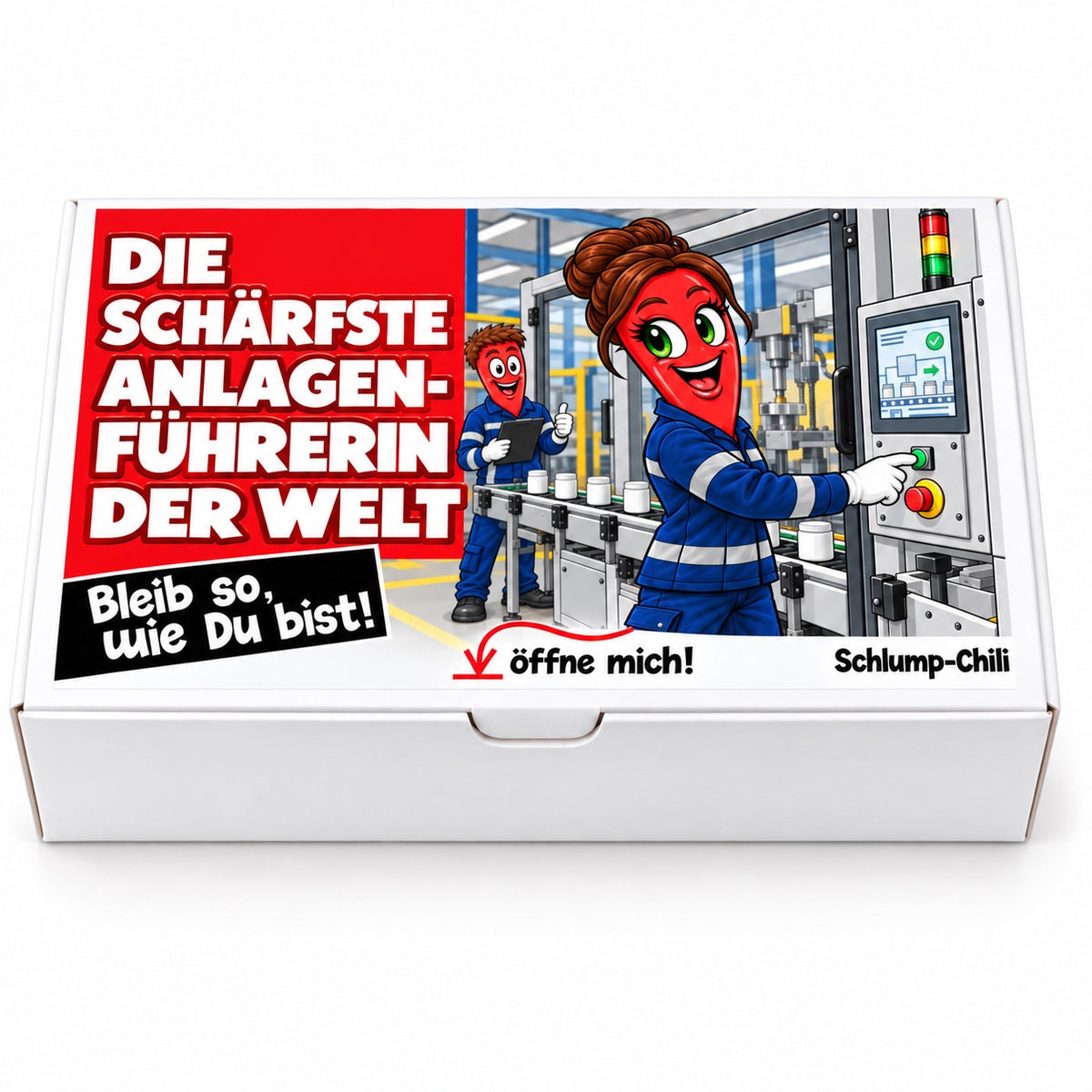 Die schärfste Anlagenführerin der Welt – Geschenkschachtel frontal
