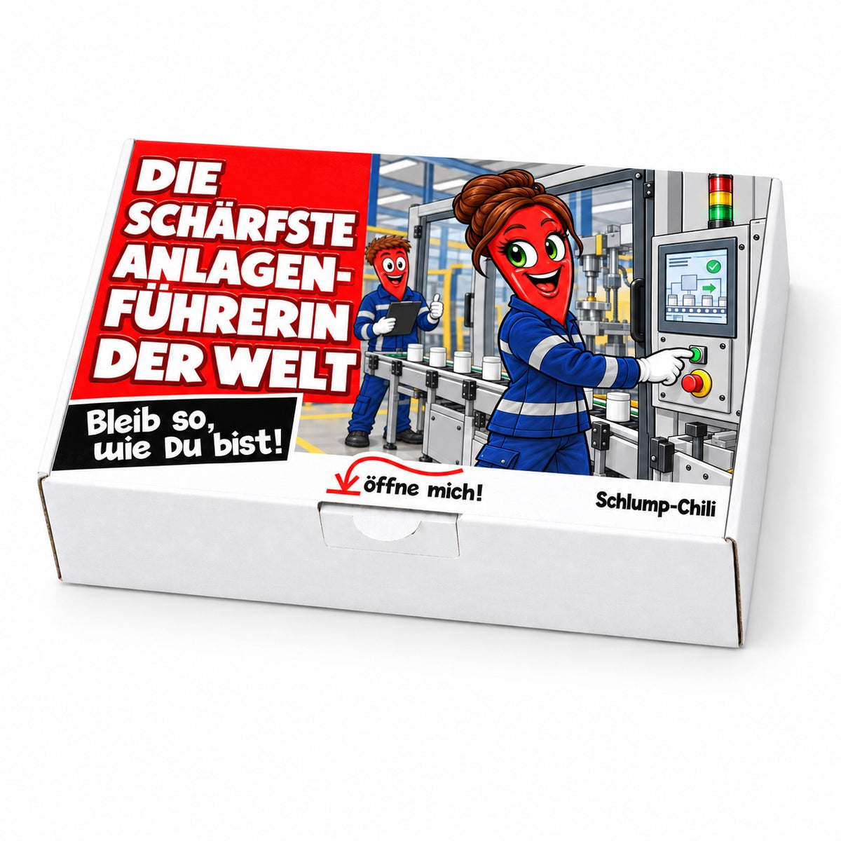 Die schärfste Anlagenführerin der Welt – Geschenkschachtel schräg