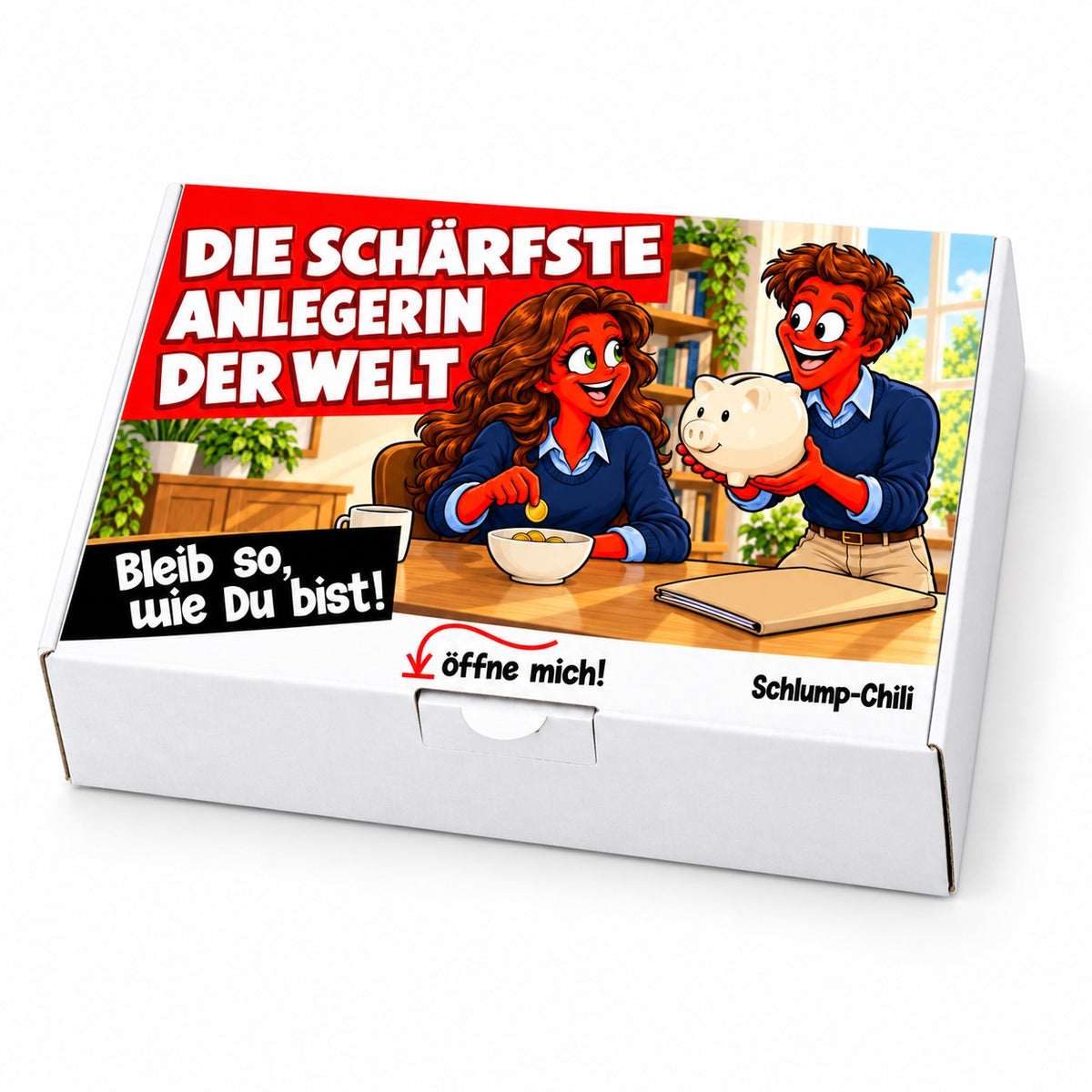 Die schärfste Anlegerin der Welt – Geschenkbox Schrägansicht