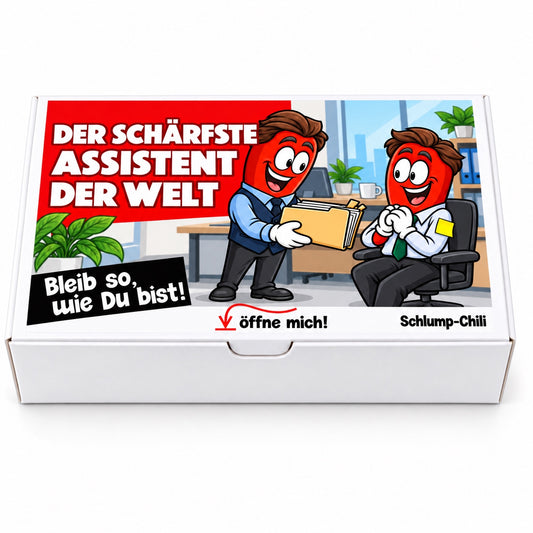 Der schärfste Assistent der Welt – weiße Geschenkbox, Vorderansicht