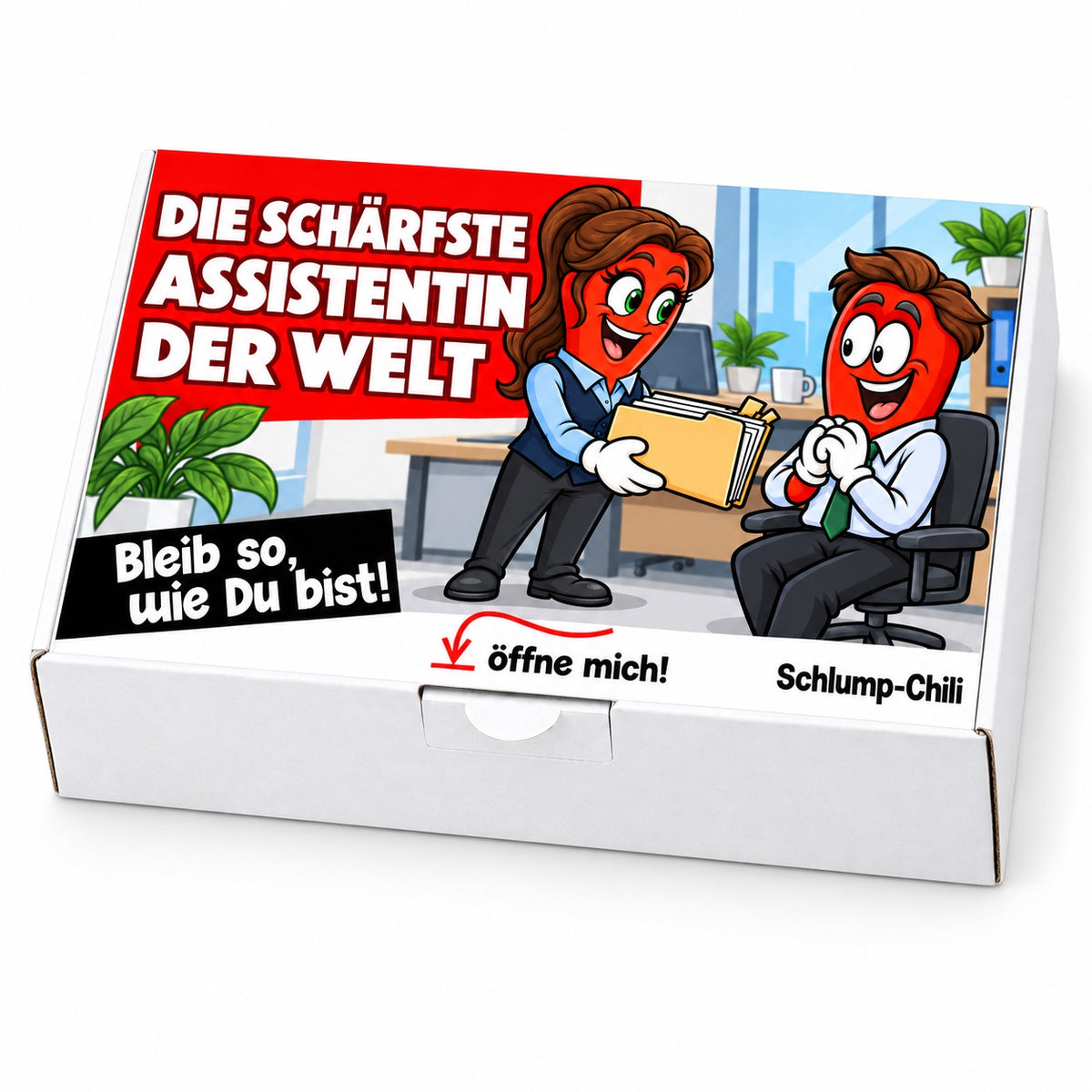 Die schärfste Assistentin der Welt – weiße Geschenkbox, Schrägansicht