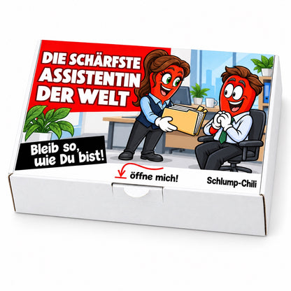 Die schärfste Assistentin der Welt – weiße Geschenkbox, Schrägansicht