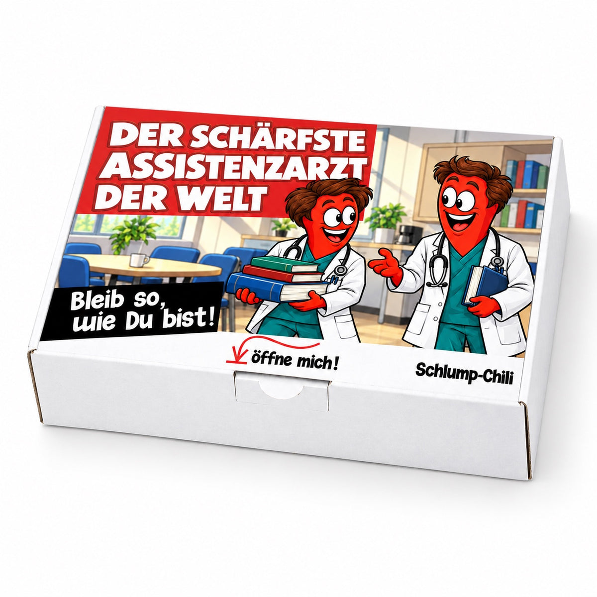 Der schärfste Assistenzarzt der Welt – Geschenkbox Schrägansicht
