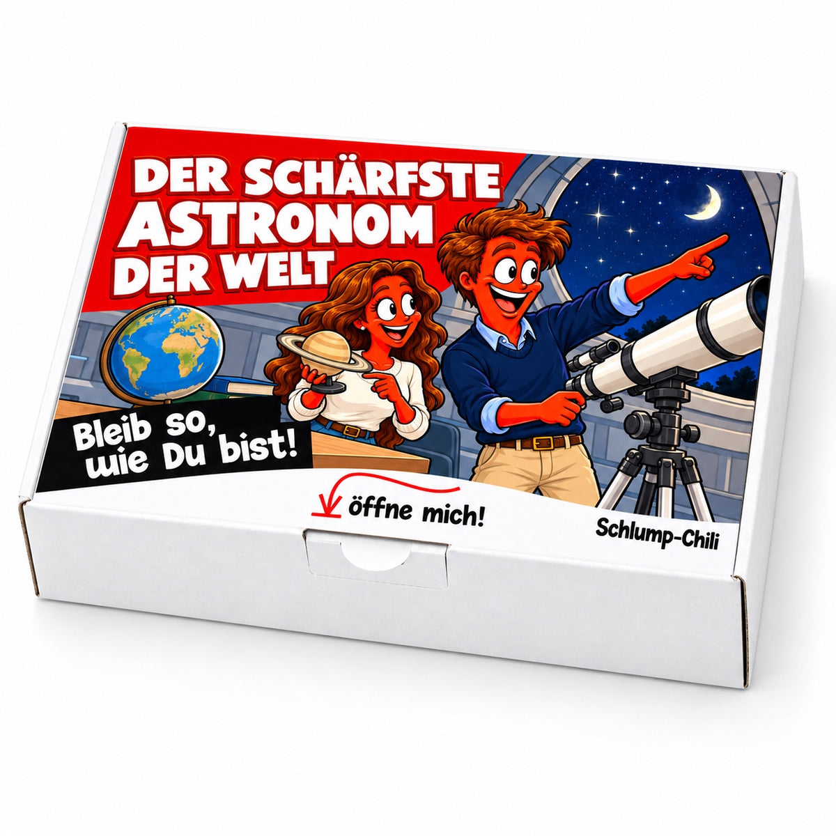 Der schärfste Astronom der Welt – Geschenkbox Schrägansicht