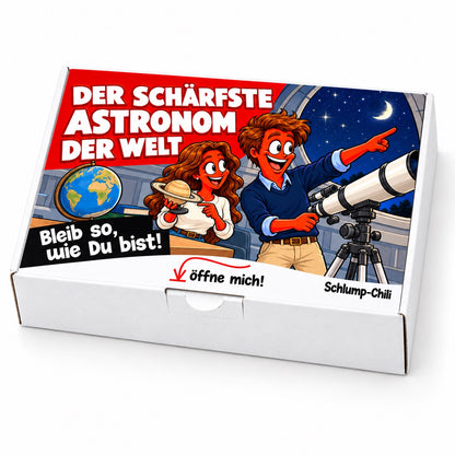 Der schärfste Astronom der Welt – Geschenkbox Schrägansicht