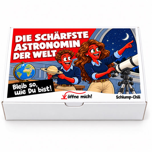 Die schärfste Astronomin der Welt – Geschenkbox Vorderansicht