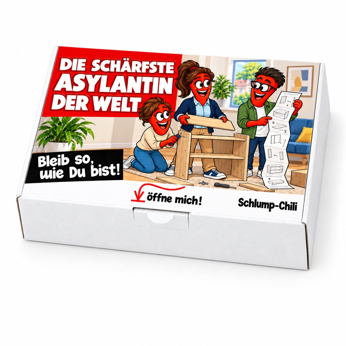 Die schärfste Asylantin der Welt – Geschenkbox Schrägansicht