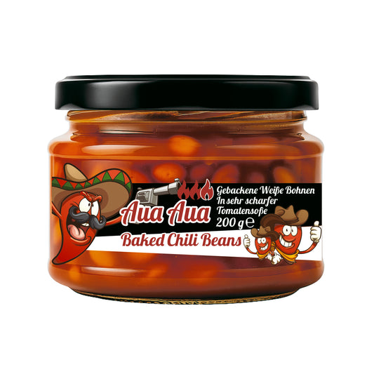 Aua Aua Chili Beans - Scharfe gebackene weiße Bohnen im Glas