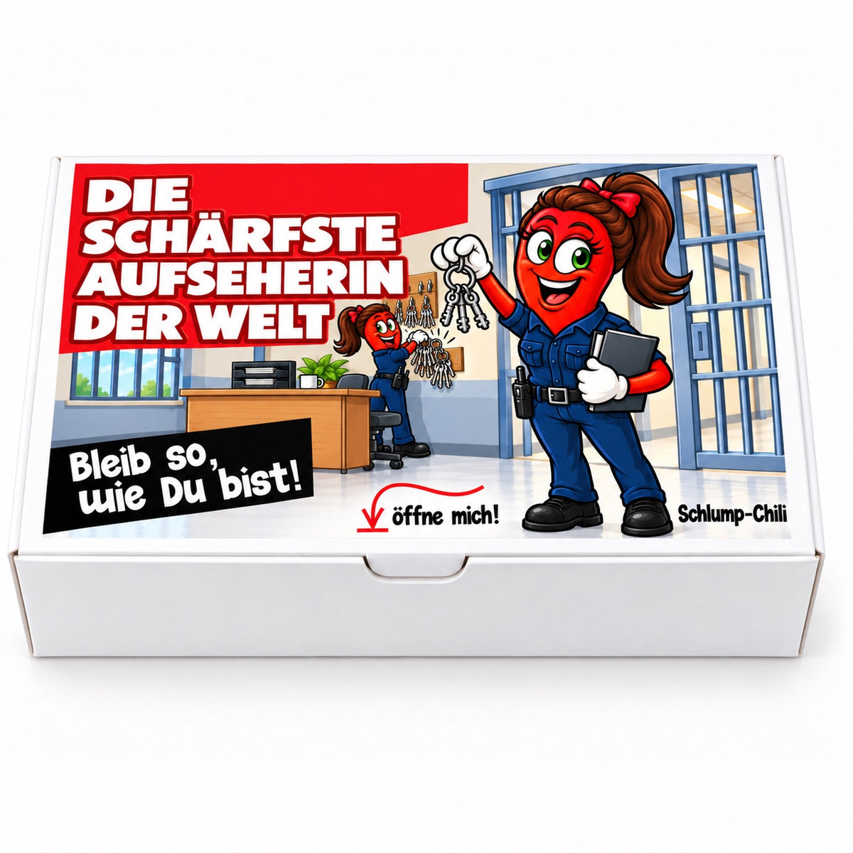 Die schärfste Aufseherin der Welt – Geschenkschachtel frontal