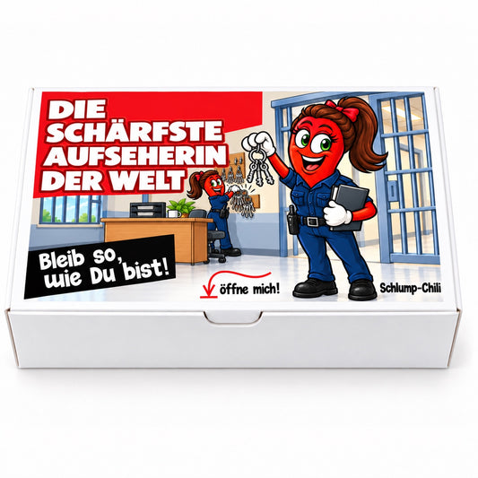 Die schärfste Aufseherin der Welt – Geschenkschachtel frontal