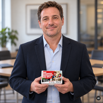 Der schärfste Auftraggeber der Welt – Lifestylebild mit kleiner Geschenkbox (AI)