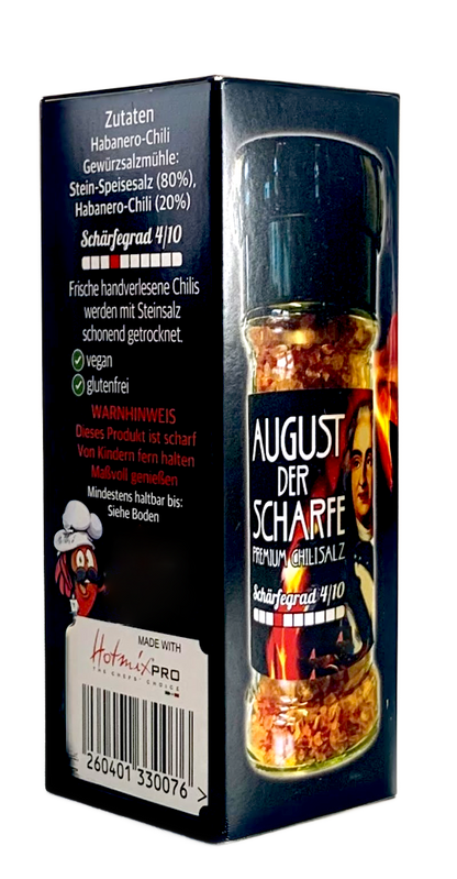 AUGUST DER SCHARFE Habanero-Chilisalz Gewürzmühle