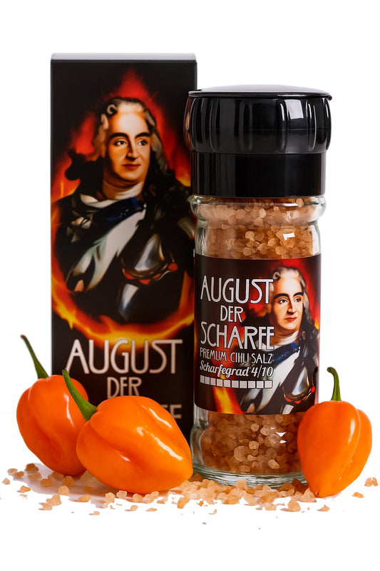 AUGUST DER SCHARFE Habanero-Chilisalz Gewürzmühle 60g