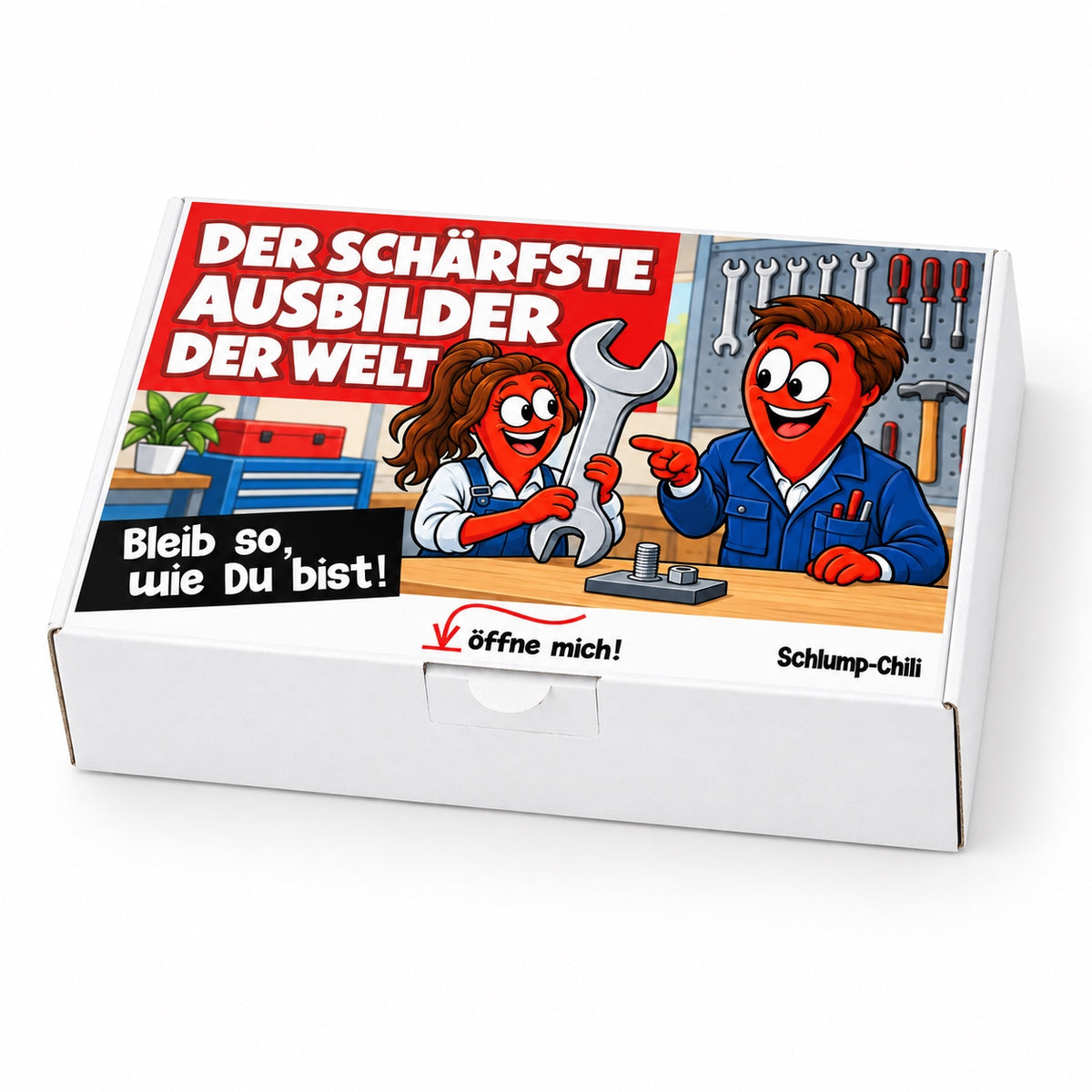Der schärfste Ausbilder der Welt – Geschenkbox Schrägansicht