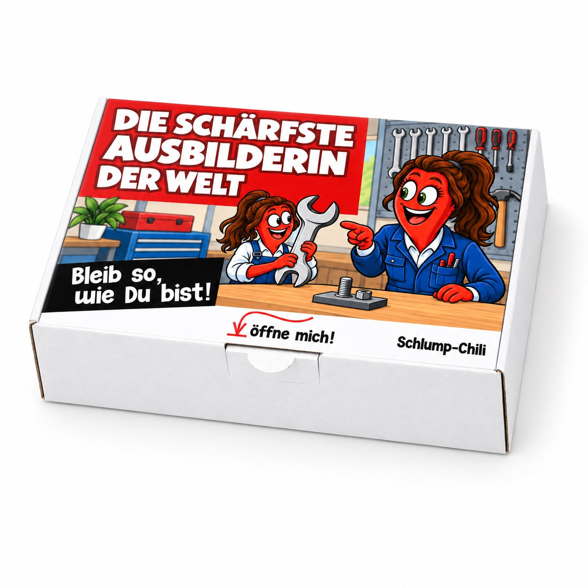 Die schärfste Ausbilderin der Welt – Geschenkbox Schrägansicht