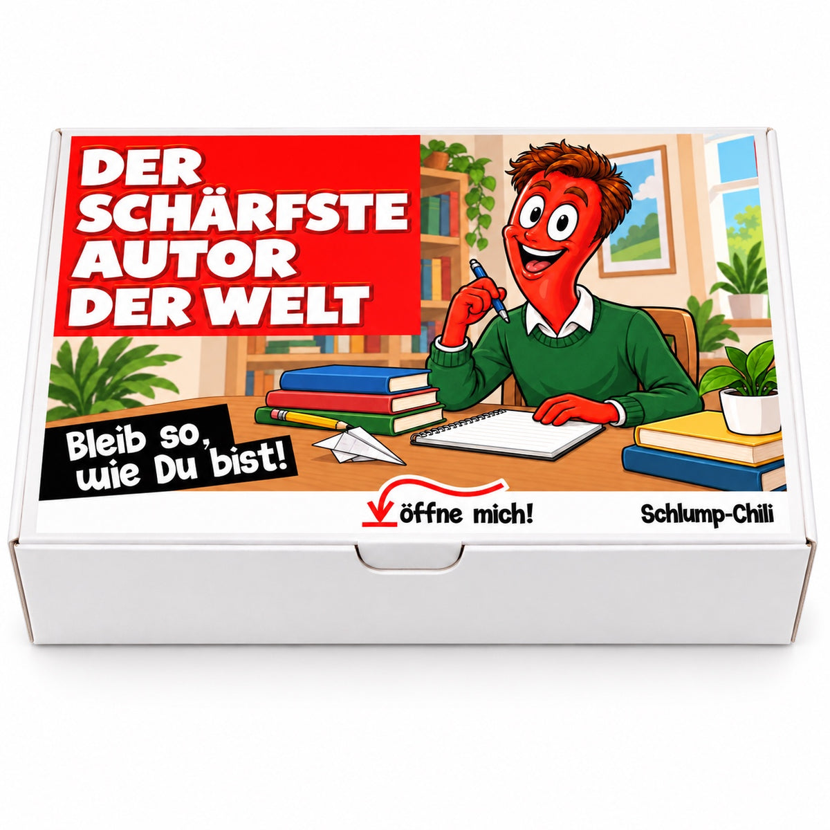 Der schärfste Autor der Welt – Geschenkbox Vorderansicht