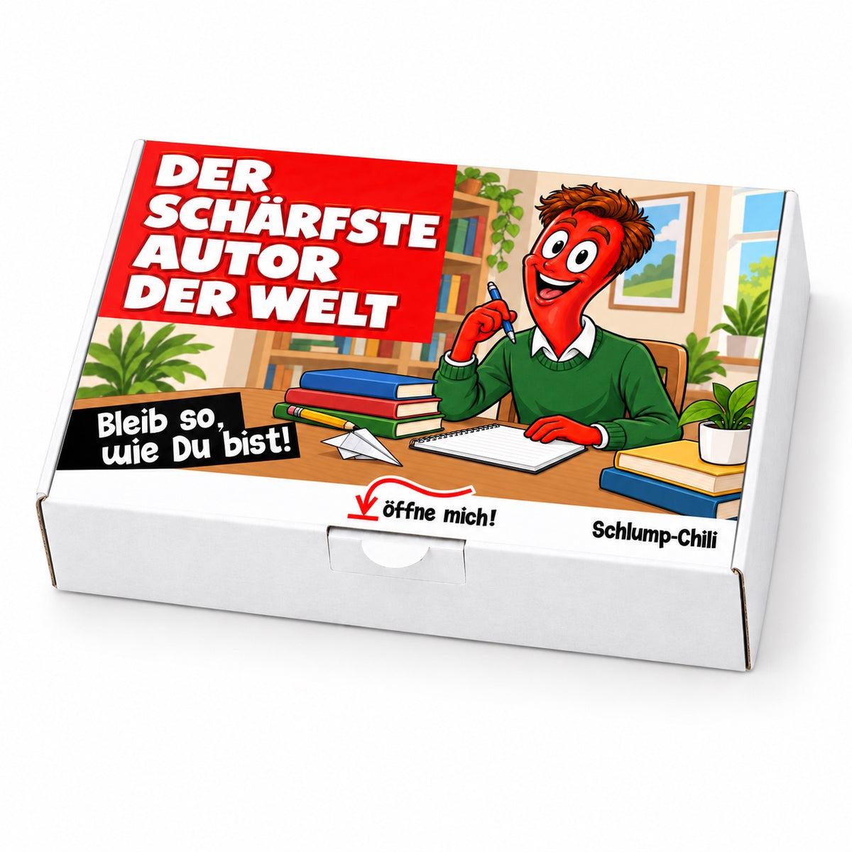 Der schärfste Autor der Welt – Geschenkbox Schrägansicht