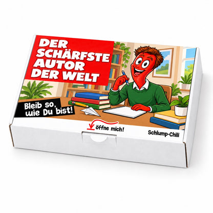 Der schärfste Autor der Welt – Geschenkbox Schrägansicht
